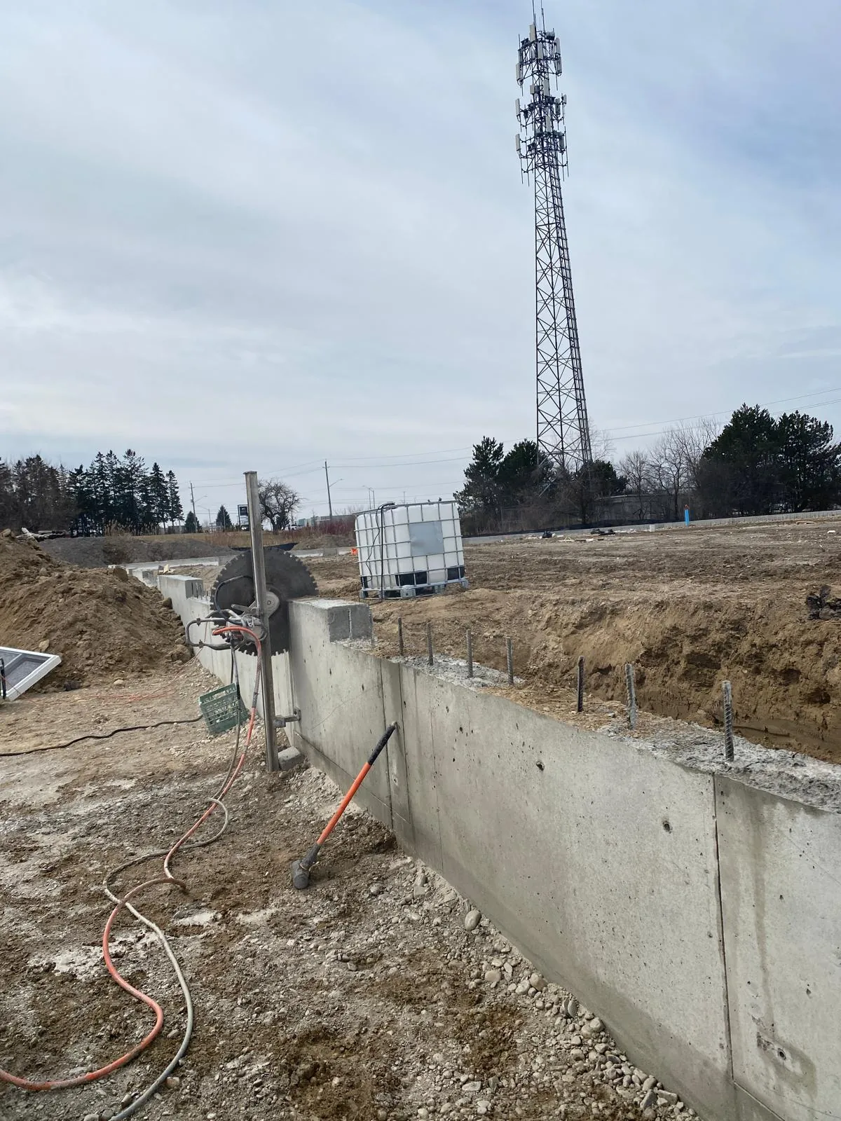 Long foundation wall cut