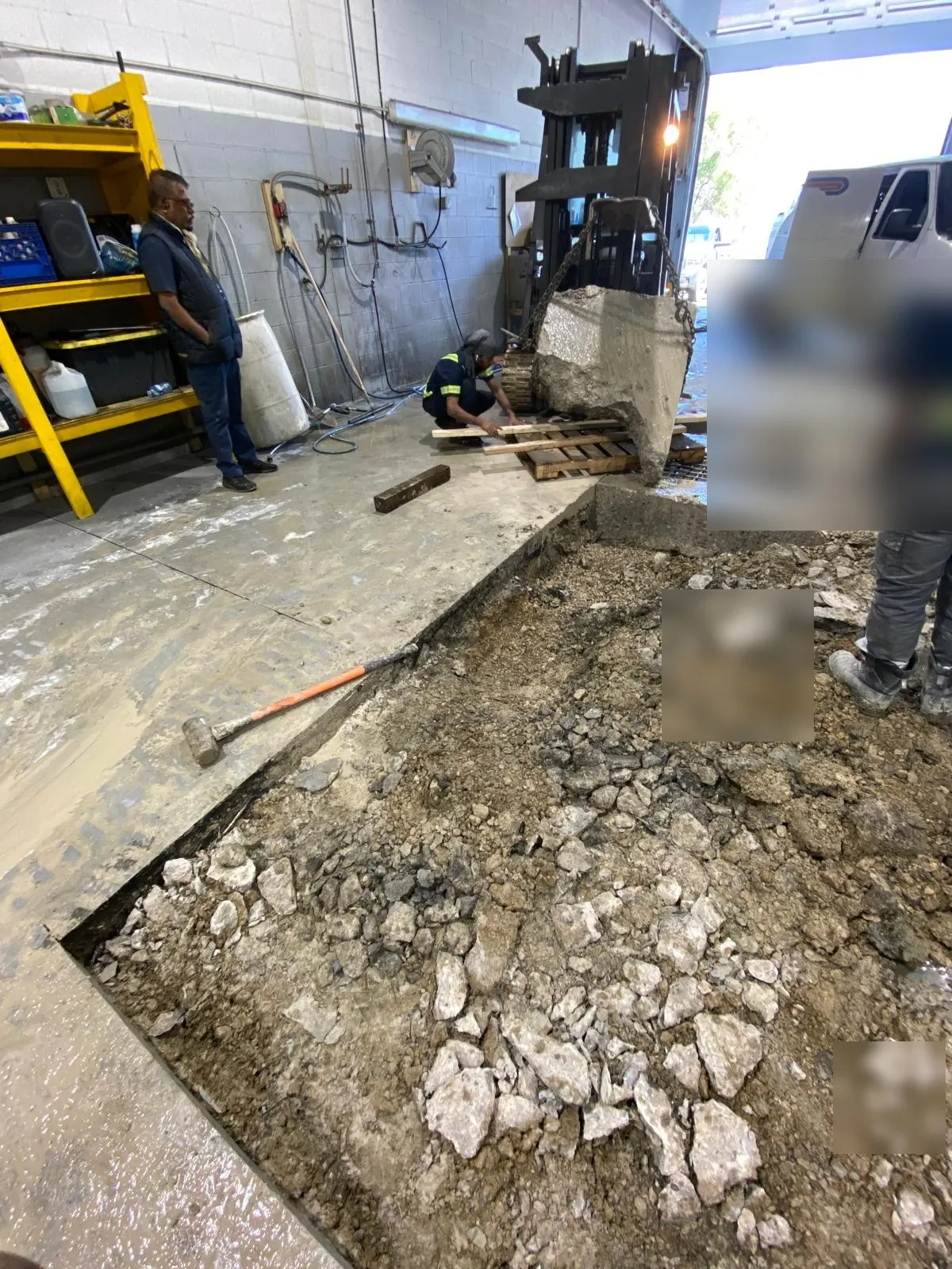Slab removal with excavator