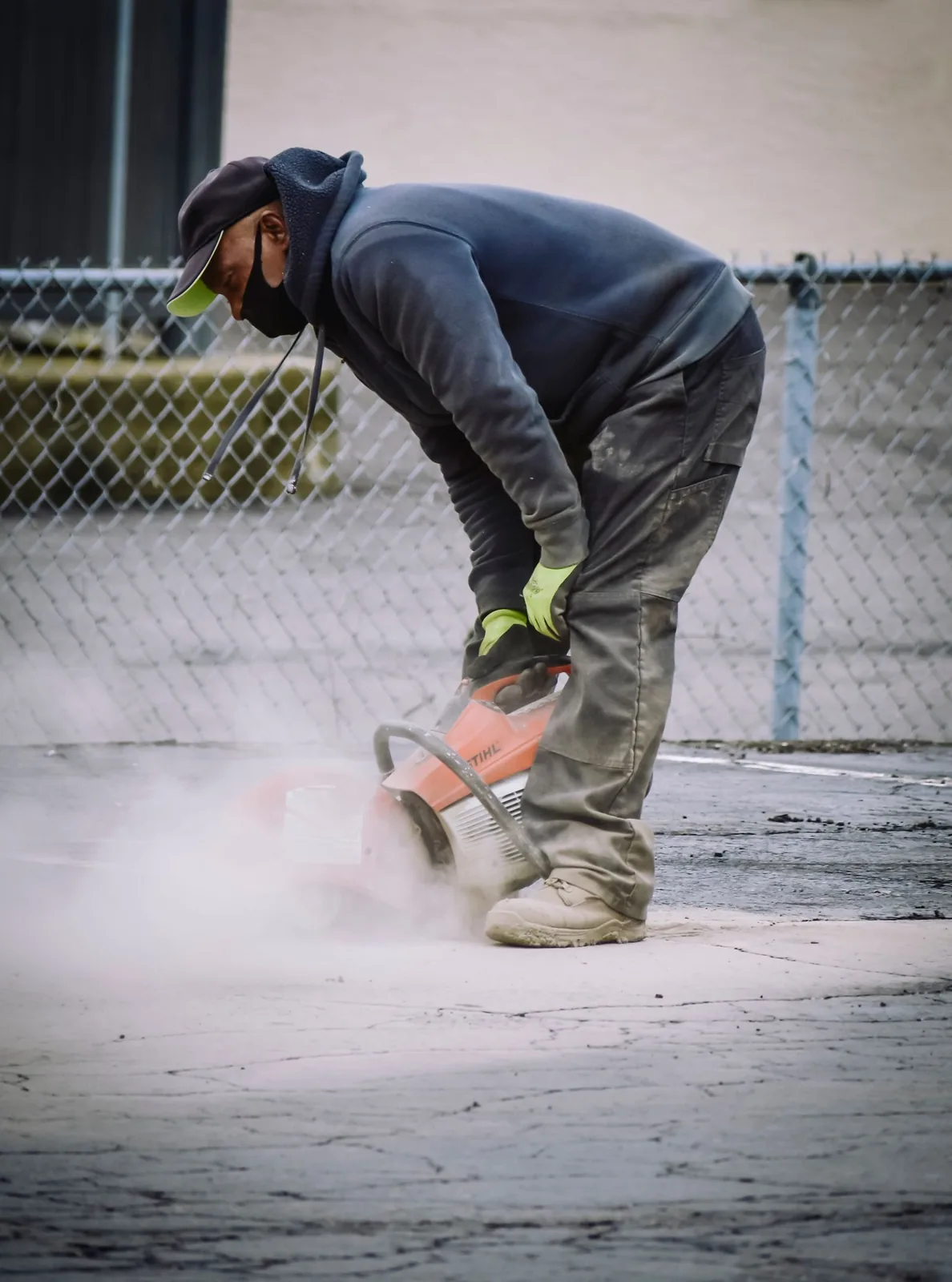 Cutting concrete pavement