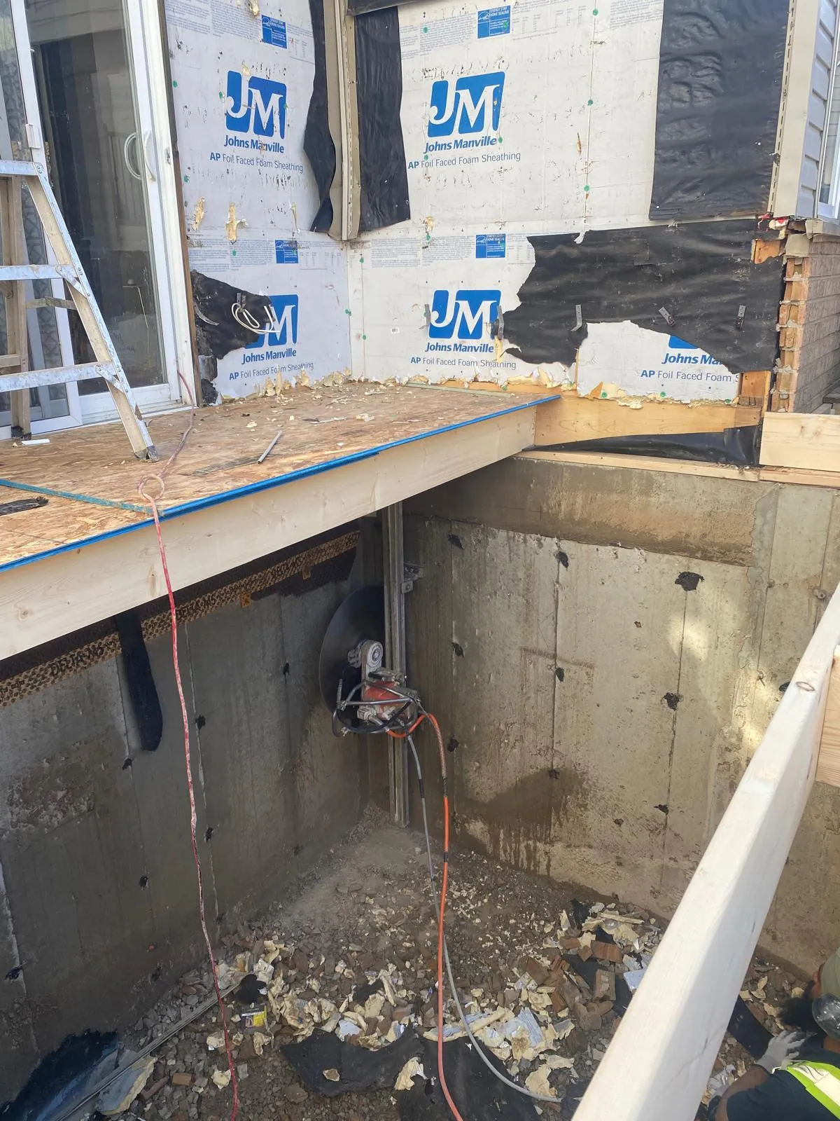 Trench along foundation