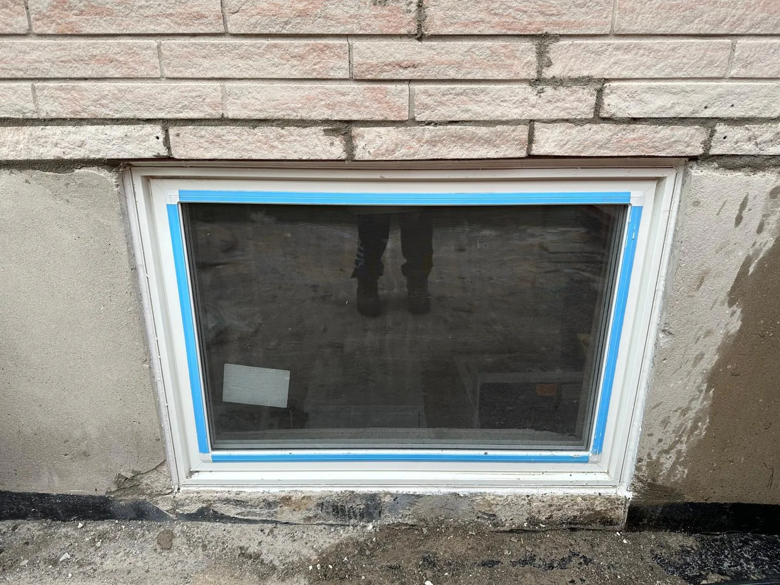 Egress window — stone wall